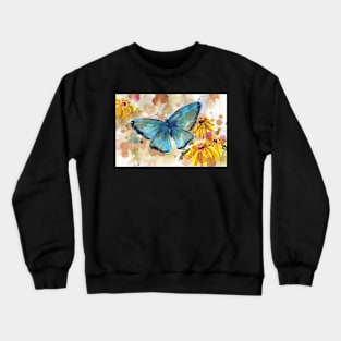 Watercolor Butterfly with BlackEyedSusan Crewneck Sweatshirt